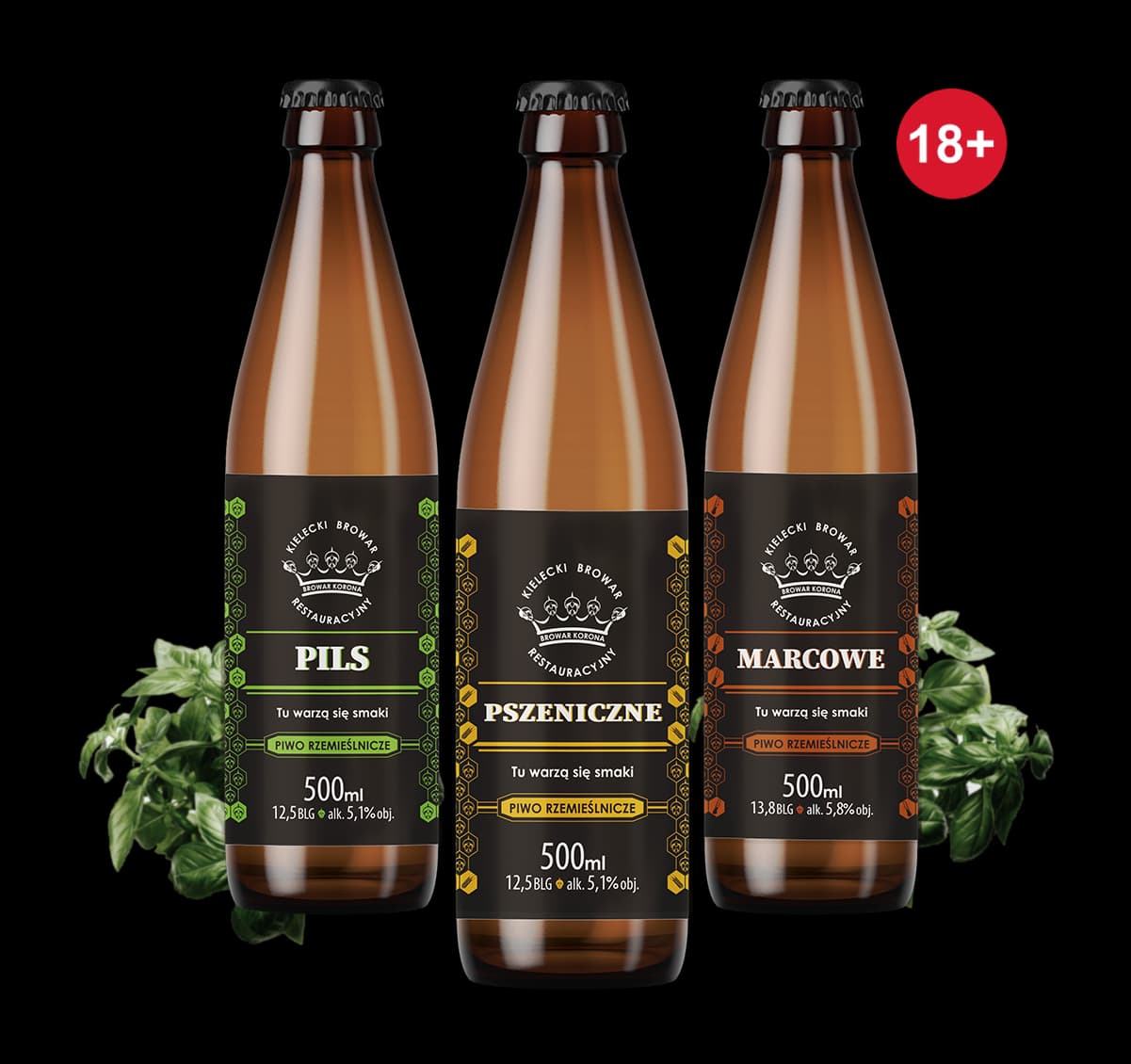 Three craft beer bottles